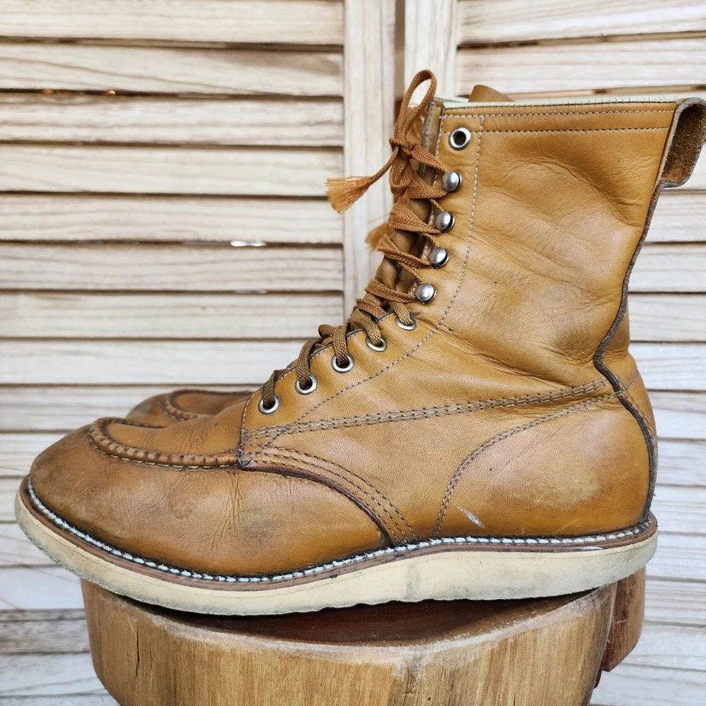 Men's VTG USA 1970s US 9.5 Brown Mason Field & Stream Moc Toe Hunting Work Boots